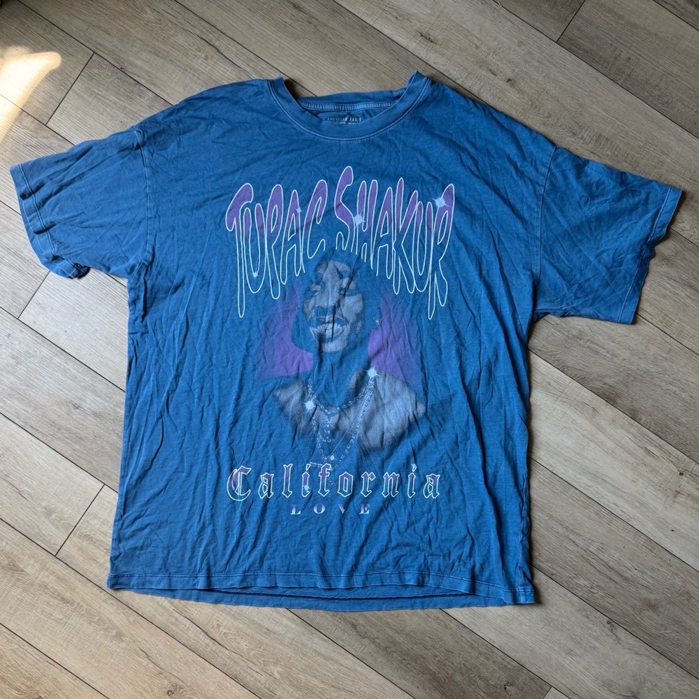American Eagle Tupac Shakur California Love Blue Tee L/XL